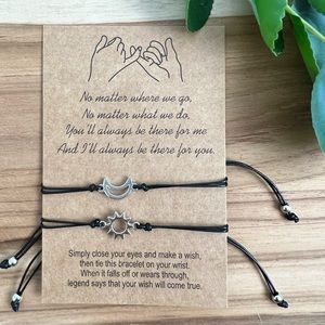 🌿 5/$15 Couple Wish Bracelets Silver Color Moon & Sun